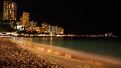 Sea night light Beaches urban cityscapes