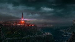 Sea night port Boats Portuguese cityscapes artwork digital art 