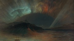 Sea night ships paintings Arctic skies aurora borealis Frederic 