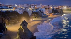 Sea night water Beaches cityscapes towns