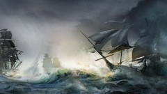 Sea ocean ships storm assassins creed 3 artwork civil war