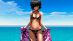 Sea ocean woman Anime Beaches anime girls bikini soft shading 