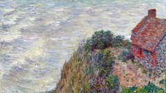 Sea paintings impressionism houses Claude Monet