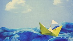 Sea paper boat artwork