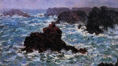 Sea rain Islands French paintings impressionism rocks Claude 