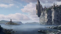 Sea rocks Castles fantasy art