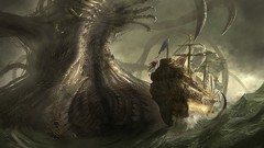 Sea ships Monsters creatures fantasy art
