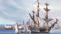 Sea ships port fan art artwork