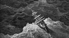 Sea ships storm waves drawings artwork grayscale Gustave Dore