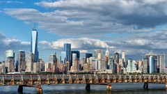 Sea Skyscrapers Bridges architecture buildings skies cityscapes 