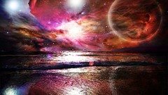 Sea Stars lights Beaches reflections planets outer space 