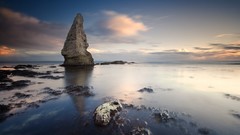 Sea stones clouds horizon edge peak rocks