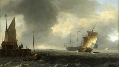 Sea storm Boats paintings vehicles