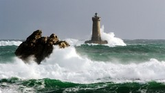 Sea storm rocks beacon