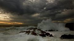 Sea stormy clouds waves