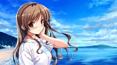 Sea summer alone schoolgirl anime girls