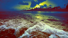 Sea sun clouds light Green pilot sunlight parachuting