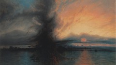 Sea sun clouds moon paintings fictional landscapes Samuel Colman