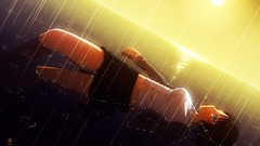 Sea sun rain anime girls