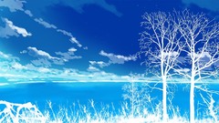 Sea Trees blue clouds skies scenic