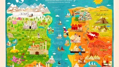 Sea Trees sun text Boats Maps Castles game of thrones Villages 