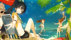 Sea Trees water clouds summer Beaches outdoors long hair short 