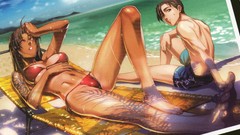Sea water Anime Beaches black lagoon cleavage bikini boobs Revy 
