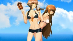 Sea water blue clouds food navel squid tongue long hair pink 