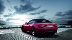 Sea water clouds red tuning cars wheels Speed Beaches vehicles 