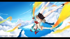 Sea water clouds Shorts Ribbons smiling long hair anime girls 