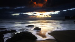 Sea water clouds skies scenic sea shorelines