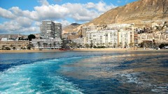 Sea water country Mountains clouds sky Spain waves buildings