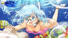 Sea water fish Anime Sample blue hair anime girls blue eyes