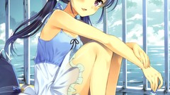 Sea water hats blush anime girls komi zumiko twintails summer 