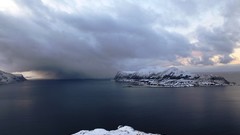 Sea water Mountains clouds Islands waterscapes