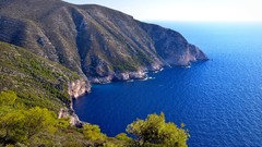 Sea water Mountains coast Greece outdoors