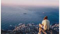 Sea water Mountains ships edge sitting cities cityscapes 