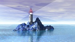 Sea water ocean lighthouses rock islands