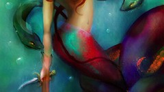 Sea water ocean love mermaids fantasy art