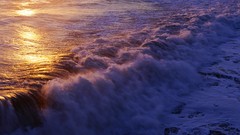 Sea water panorama waves sunlight