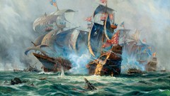 Sea water ships paintings battles artwork