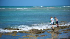 Sea water woman Beaches skyscapes