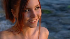 Sea water woman faces smiling redheads