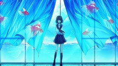 Sea wind windows fish anime girls uniforms