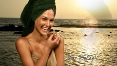 Sea woman Cigarettes smoking blondes cigars smiling freckles 