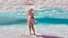 Sea woman dress underwater girls in nature