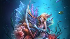 Sea woman fish mermaids fantasy art