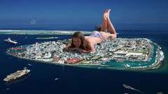 Sea woman Maldives Shorts cities bikini giant woman Sandra