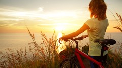 Sea woman Shorts t-shirts outdoors blondes sunlight mountain 