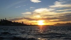 Seas cities nature sunset